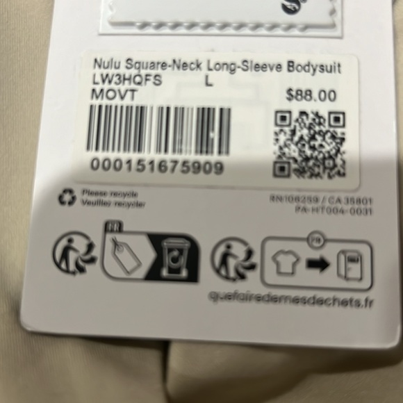 LULULEMON NULU SQUARE NECK LONG SLEEVE BODYSUIT NWT - Picture 8 of 9